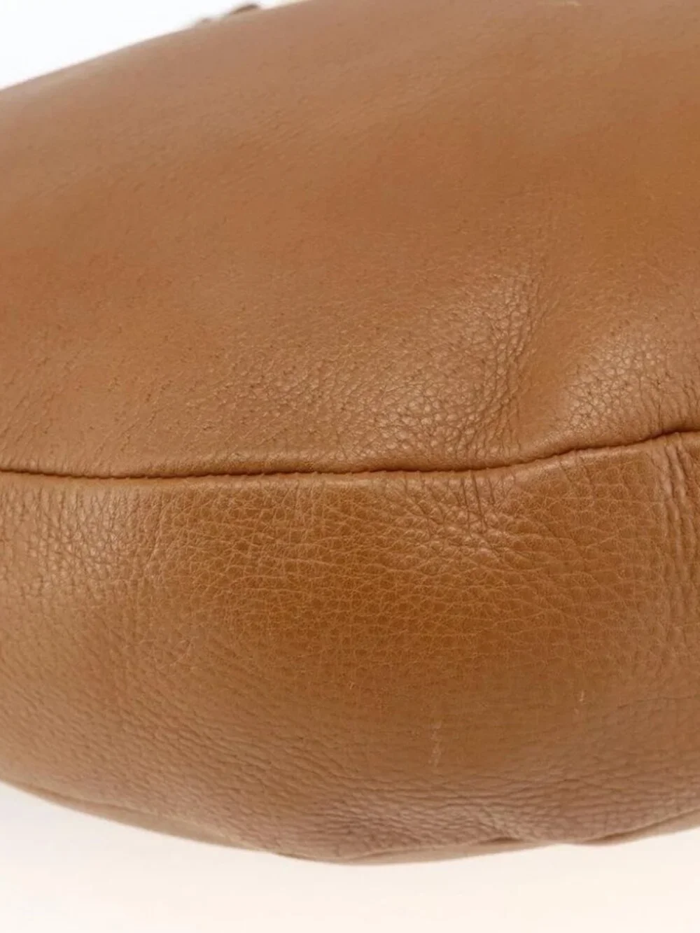 Salvatore Ferragamo Gancini Shoulder Bag Leather Brown Gold Auth gh1932
